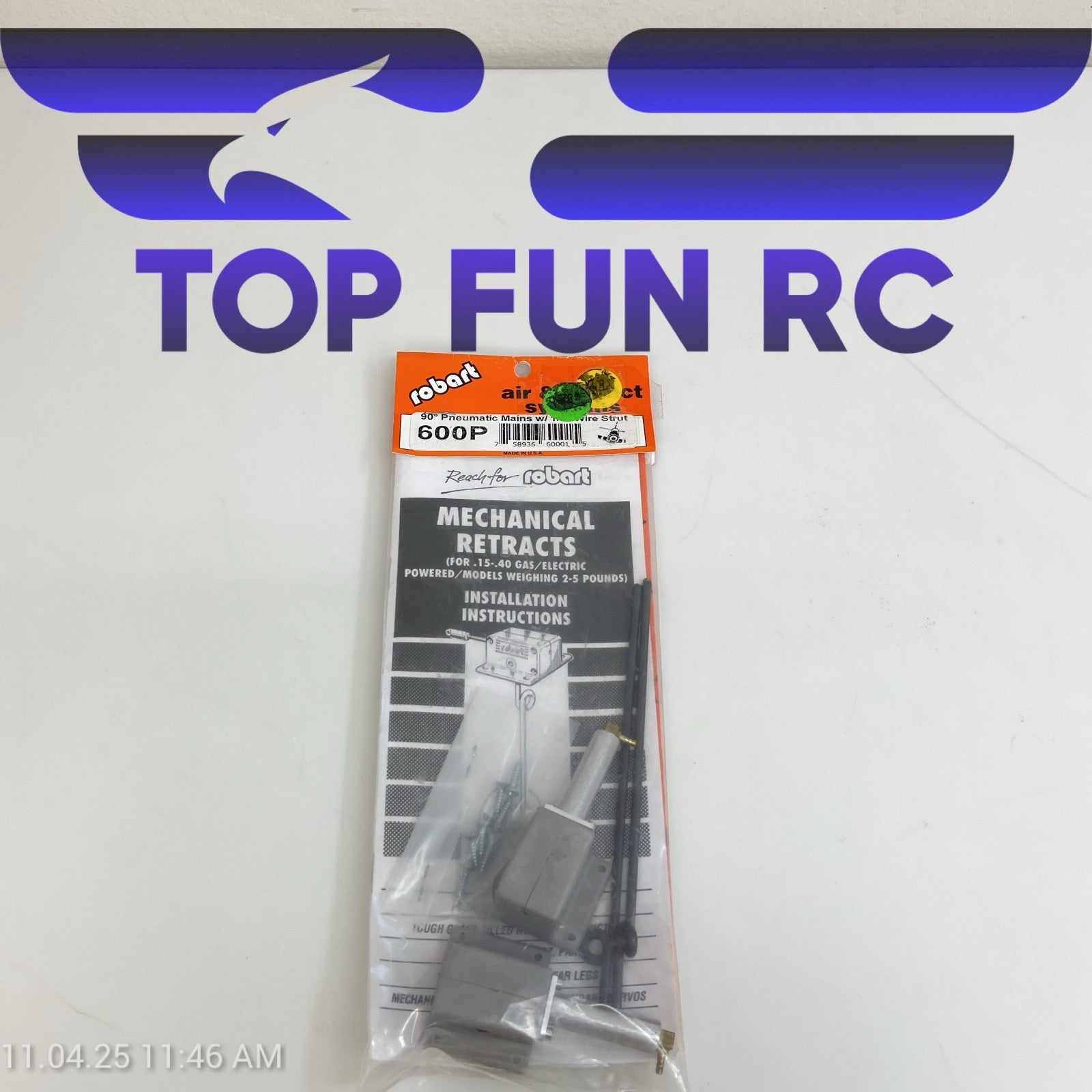 ROBART 600P 90° PNEUMATIC MINI SPRING MAINS FOR .45-.75 AIRCRAFT CLASS SIZE