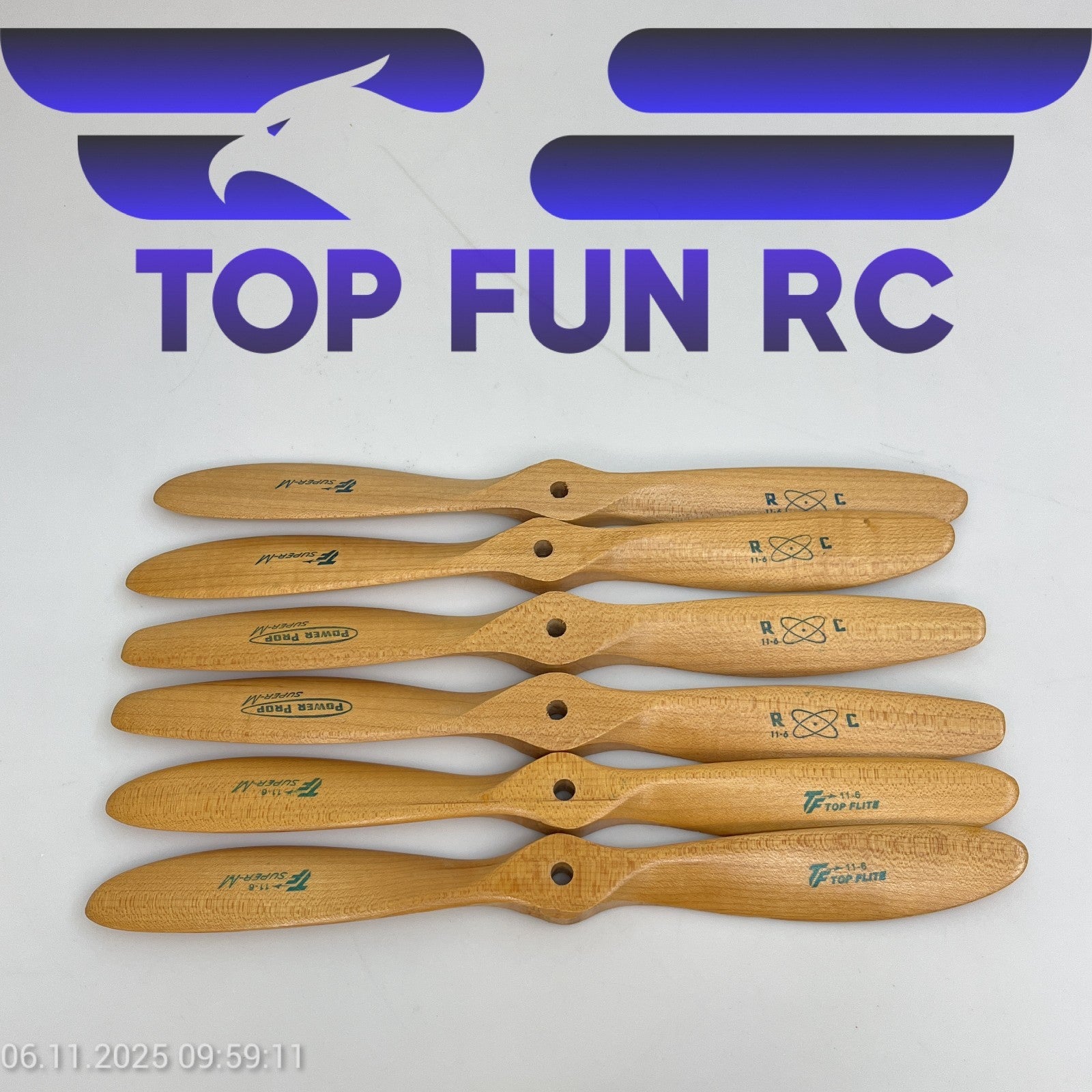 TOP FLITE 11X6" SUPER M WOOD PROPELLERS FOR SMALL SCALE RC AIRPLANES