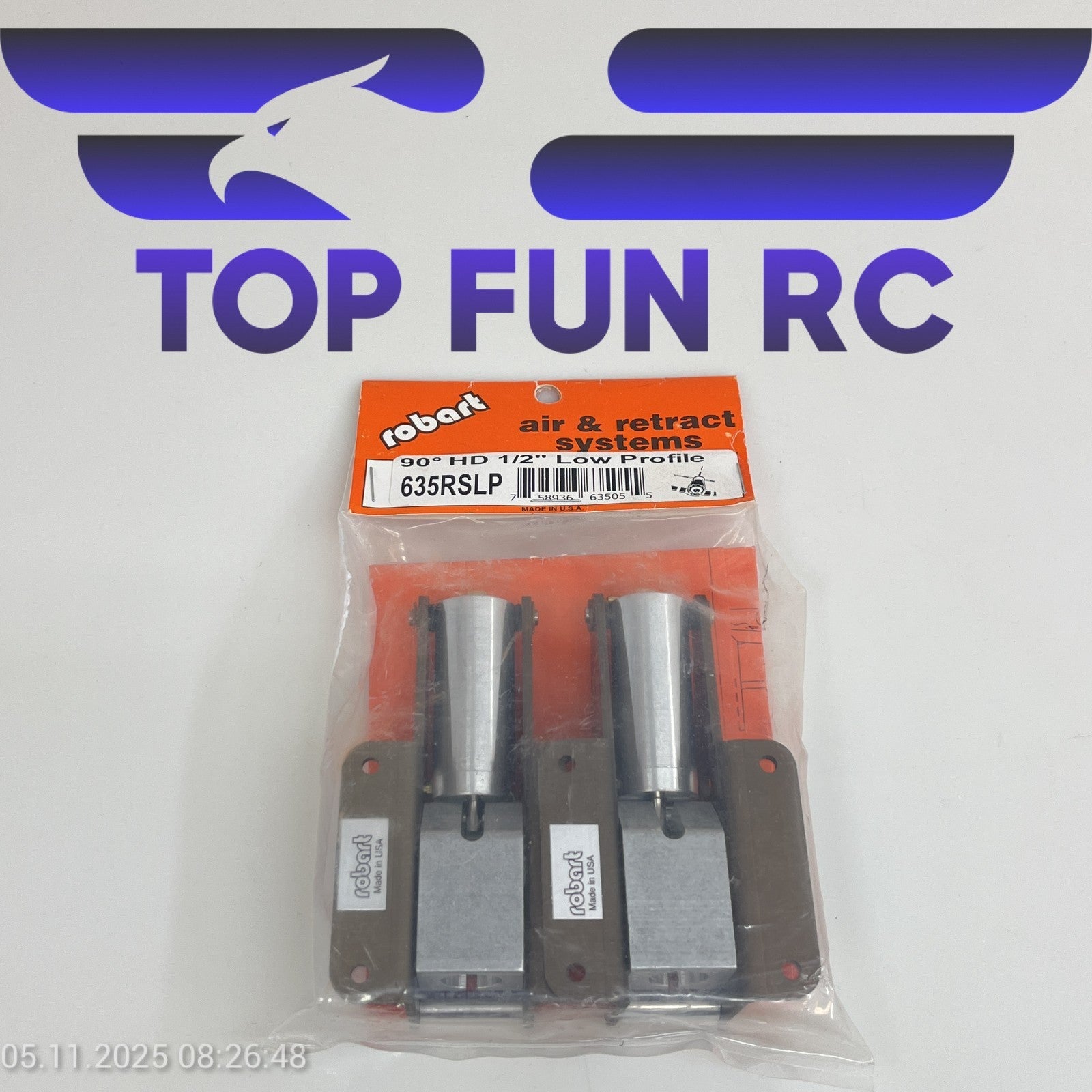 ROBART 635RSLP 90° HD 1/2" LOW PROFILE RETRACTS FOR RC AIRPLANES UP TO 32 LBS