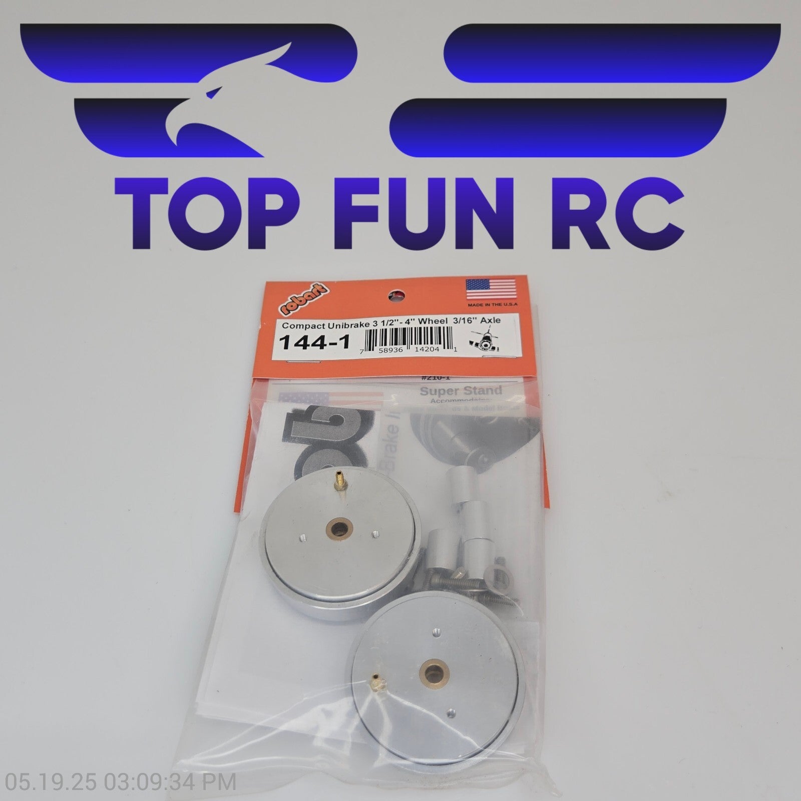 Robart RC 144-1 Compact Unibrake 3 1/2"-4" Wheel 3/16" Axle Air Brakes