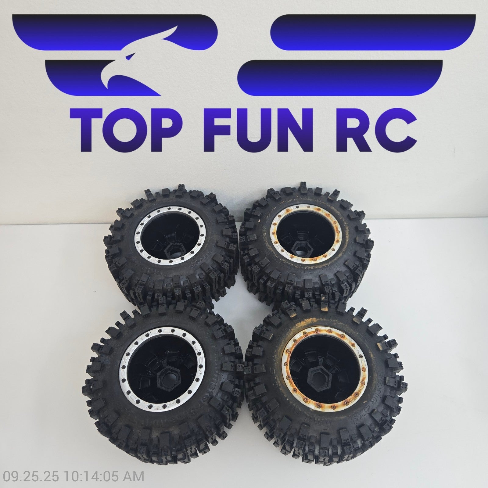 Raceline Monster 2.2 Beadlock Wheels & Tires Black & Silver