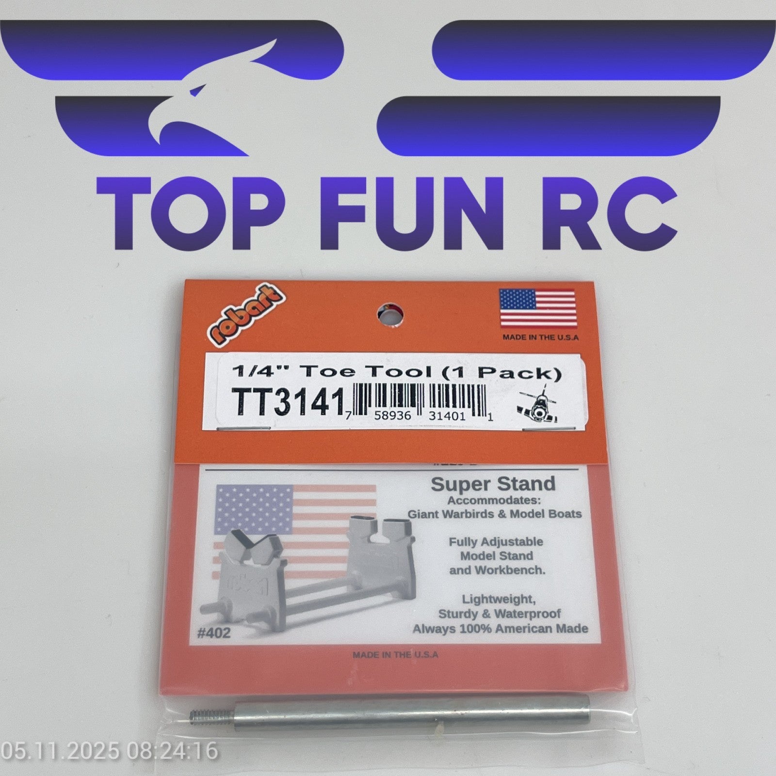 ROBART TT3141 1/4" TOE TOOL (1 PACK) FOR SQUARING UP AXLE & STRUTS FOR RC PLANES