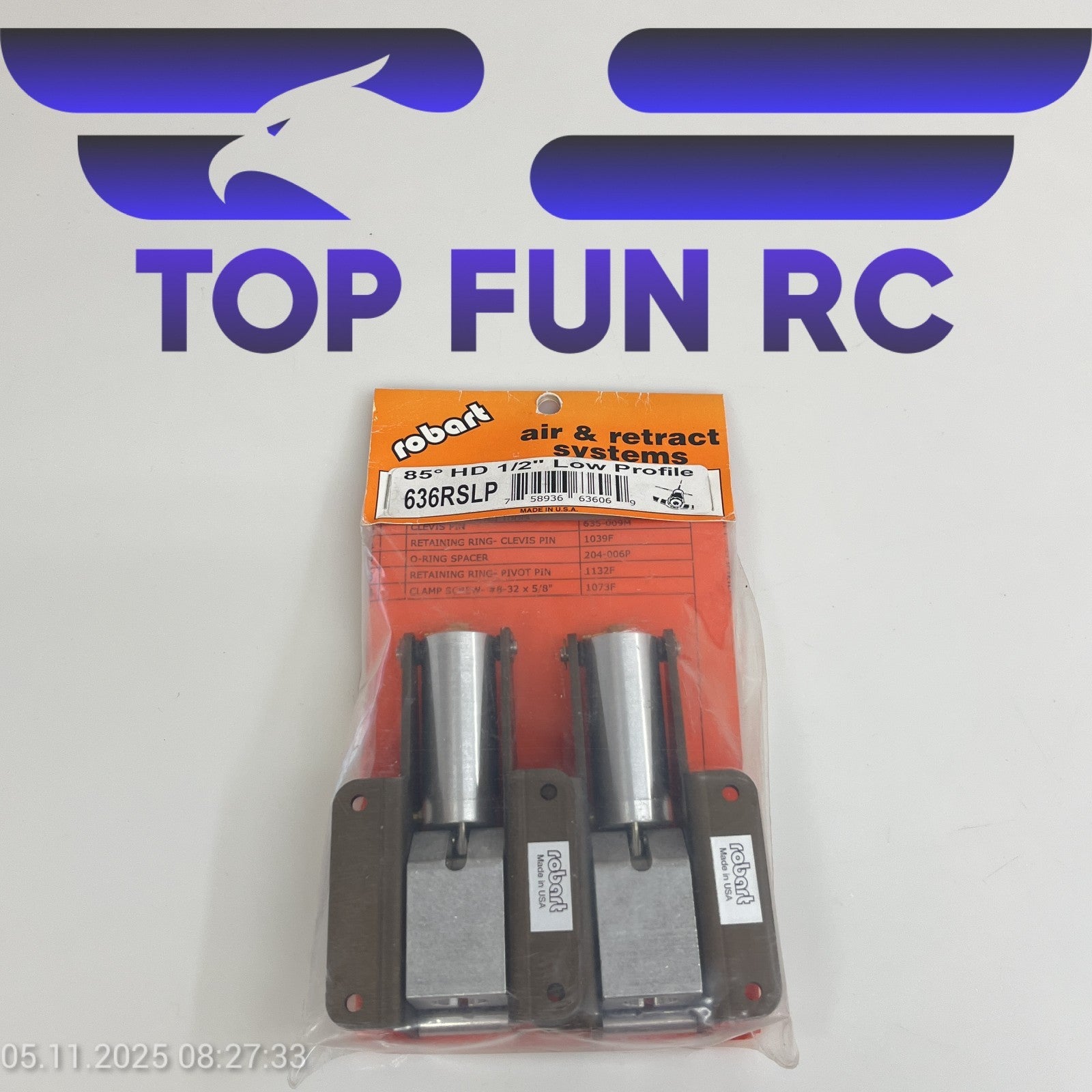 ROBART 636RSLP 85° HD 1/2" LOW PROFILE RETRACTS FOR RC AIRPLANES UP TO 32 LBS