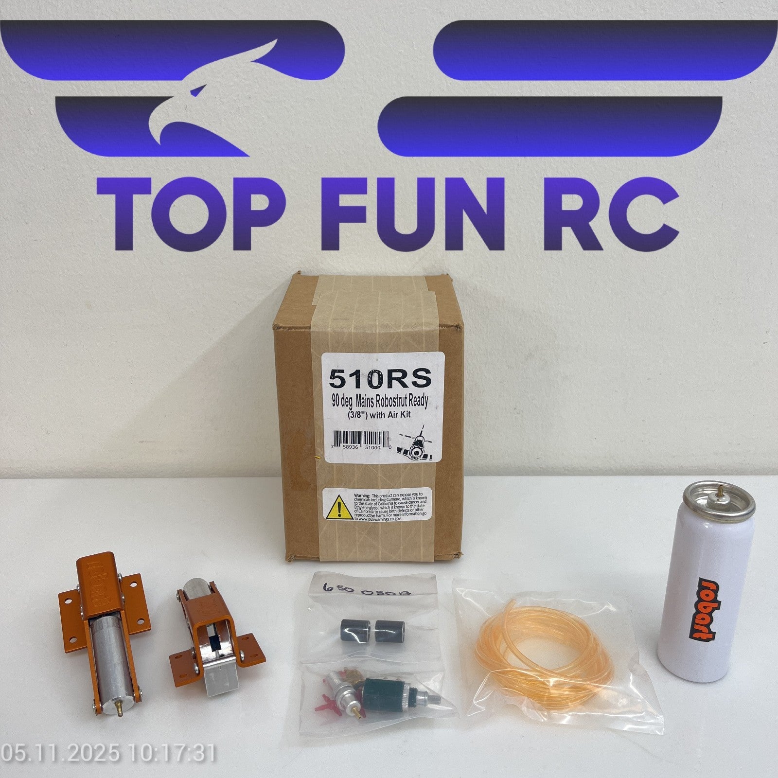 ROBART 510RS 90° MAIN RETRACTS 3/8" W/ AIR KIT FOR 510 SERIES AIRPLANES 6-12 LBS