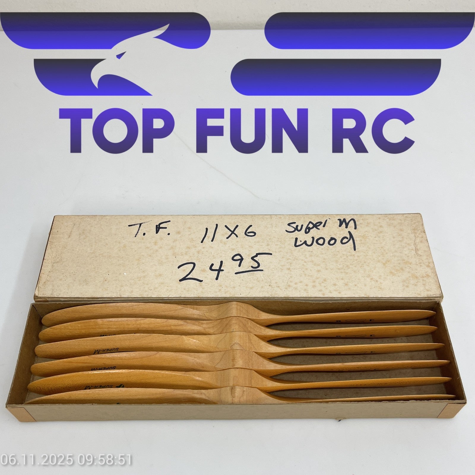 TOP FLITE 11X6" SUPER M WOOD PROPELLERS FOR SMALL SCALE RC AIRPLANES