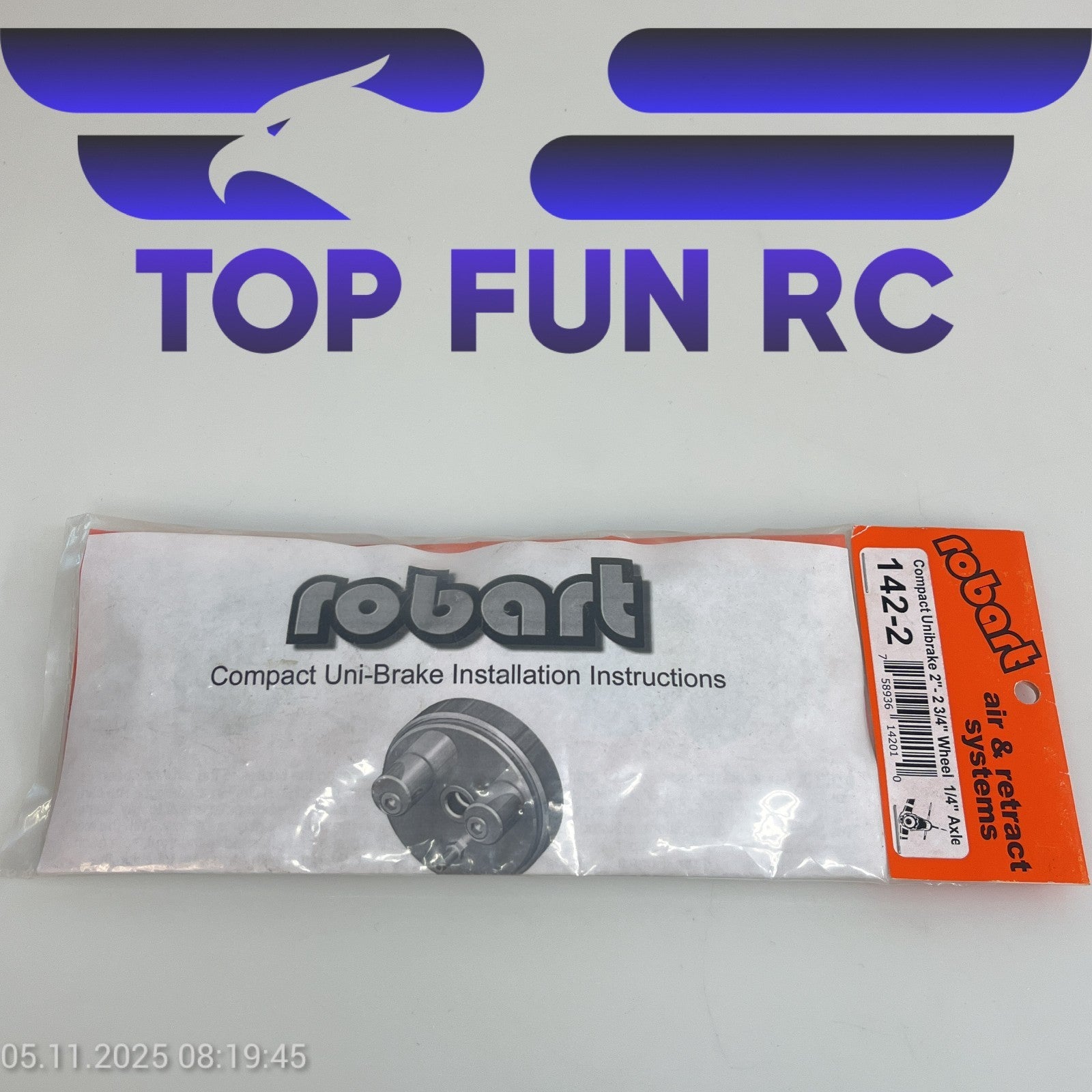 ROBART 142-2 COMPACT UNIBRAKE 2"-2 3/4" Wheel FOR RC AIRPLANES W/ 1/4" AXLE