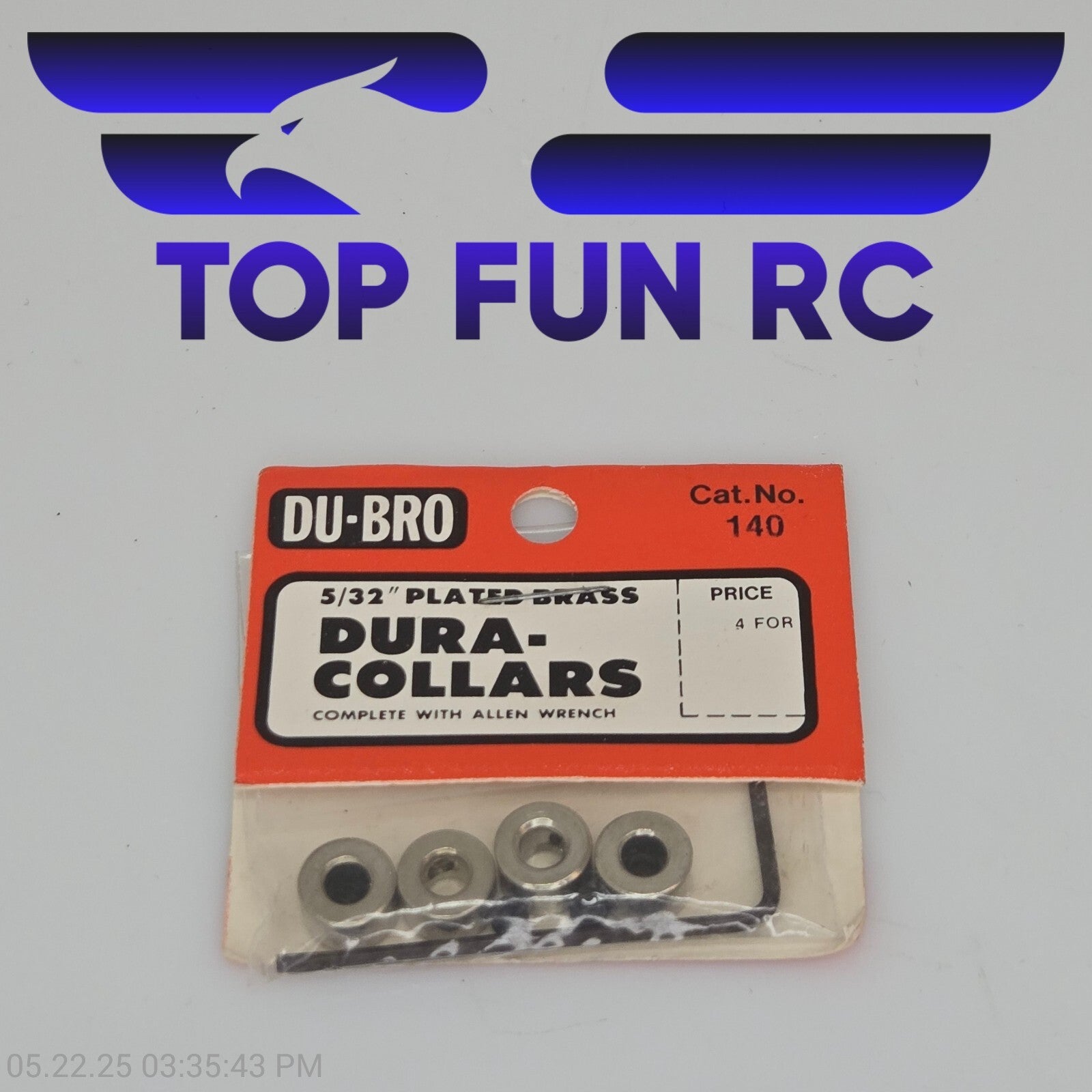 Du-Bro RC #140 5/32 Inch Plated Brass Dura-Collars