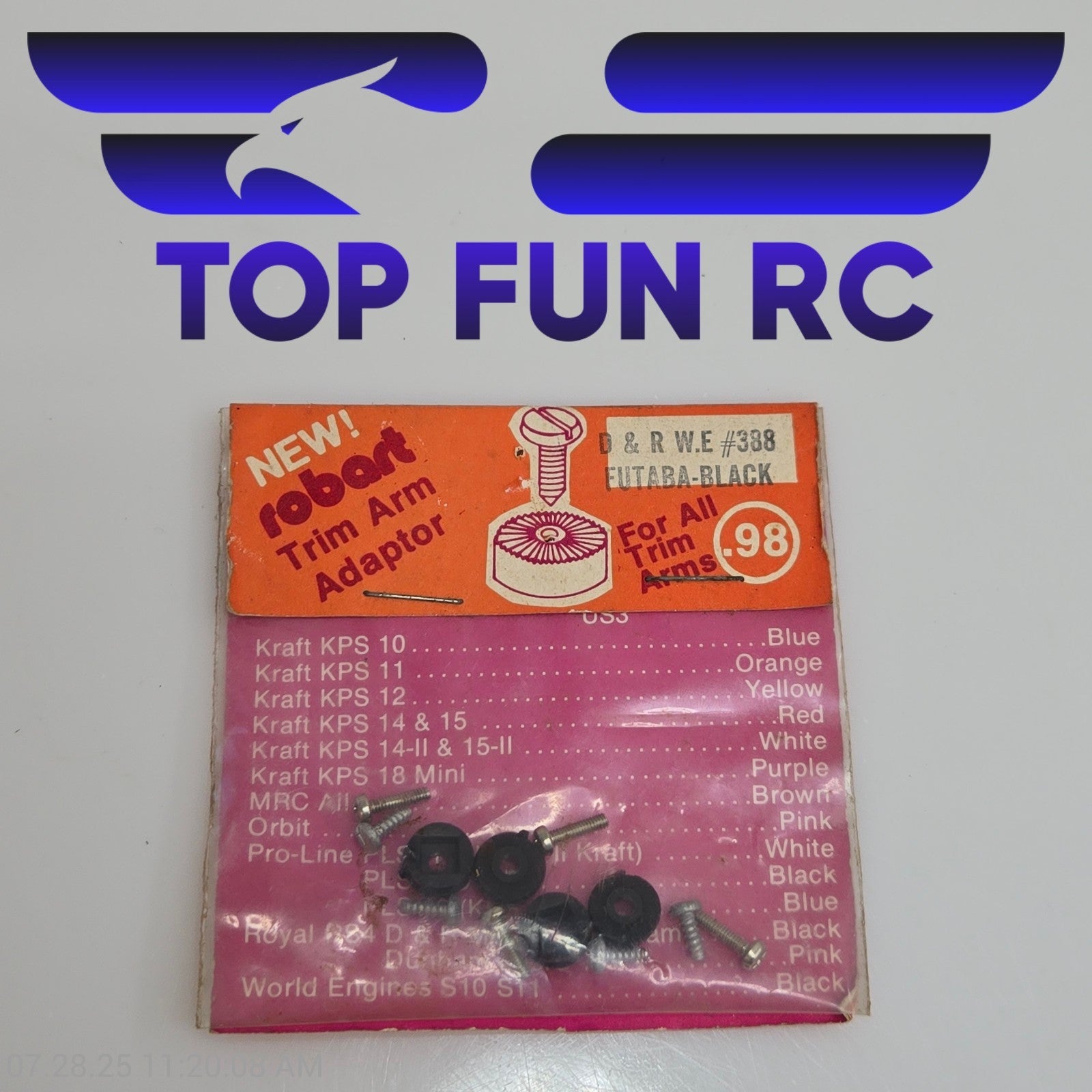 Robart #388 Futaba-Black Trim Arm Adaptor For All Trim Arms .98