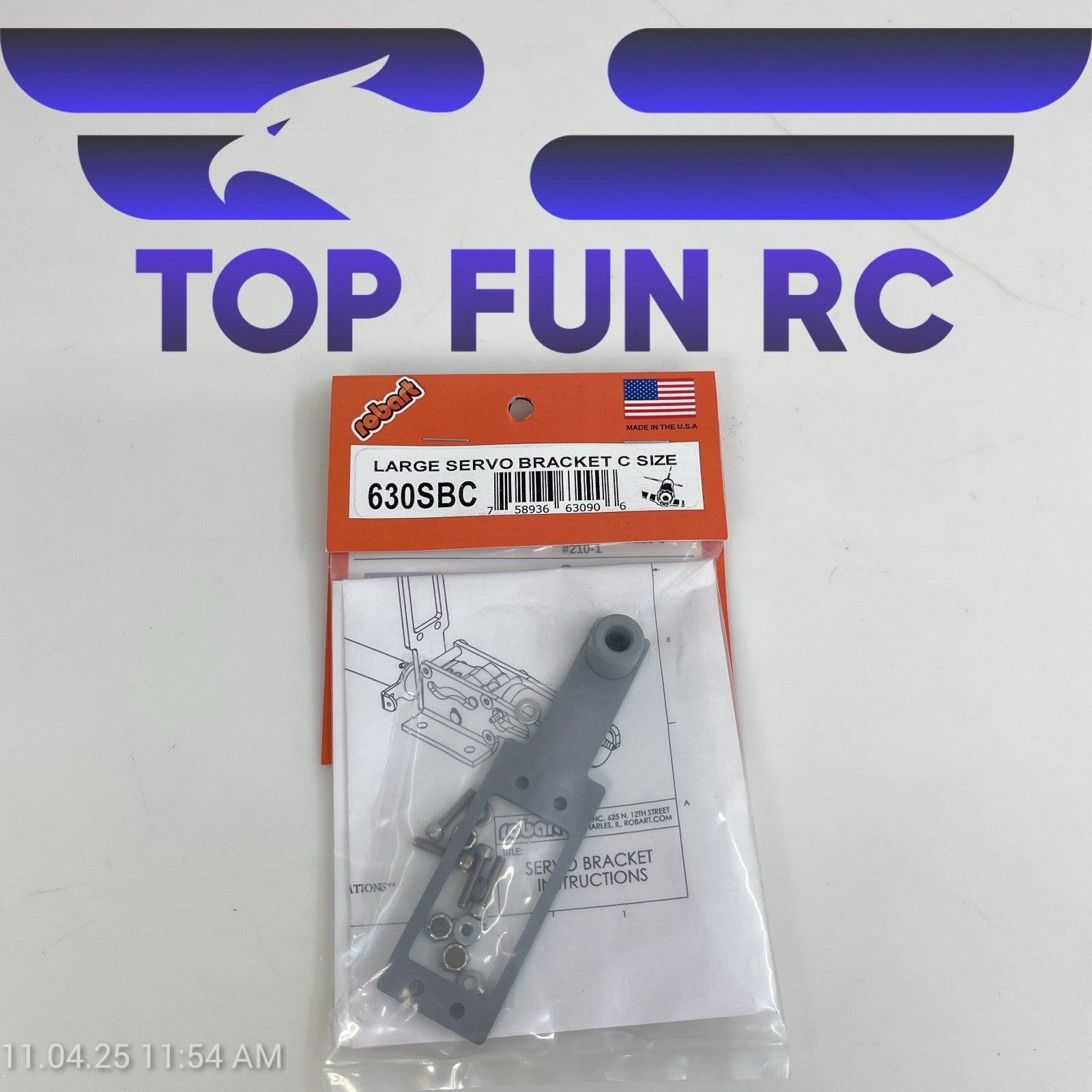 ROBART 630SBC STEERING SERVO MOUNTING BRACKET STANDARD SERVO 1/2'' STRUT