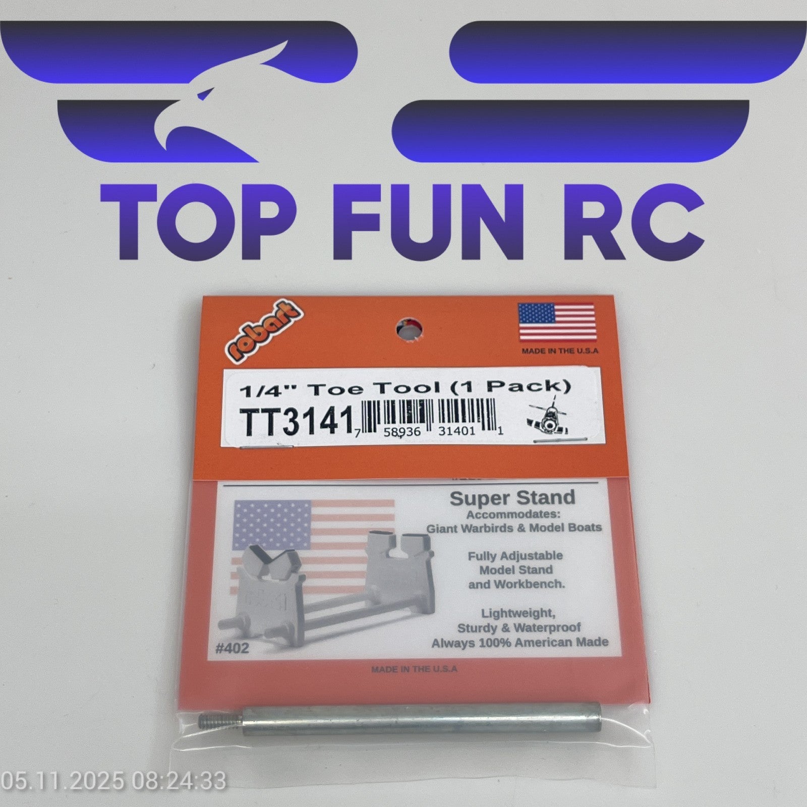 ROBART TT3141 1/4" TOE TOOL (1 PACK) FOR SQUARING UP AXLE & STRUTS FOR RC PLANES