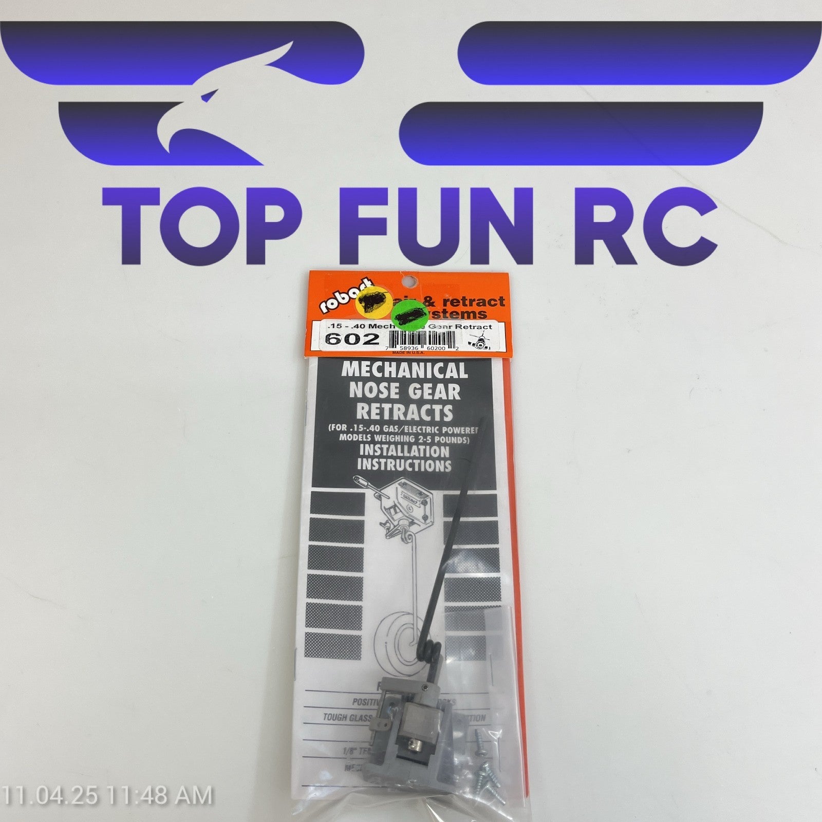 ROBART 602P 90° PNEUMATIC NOSE W/ 1/8" WIRE STRUT FOR RC AIRPLANES UP TO 5 LBS