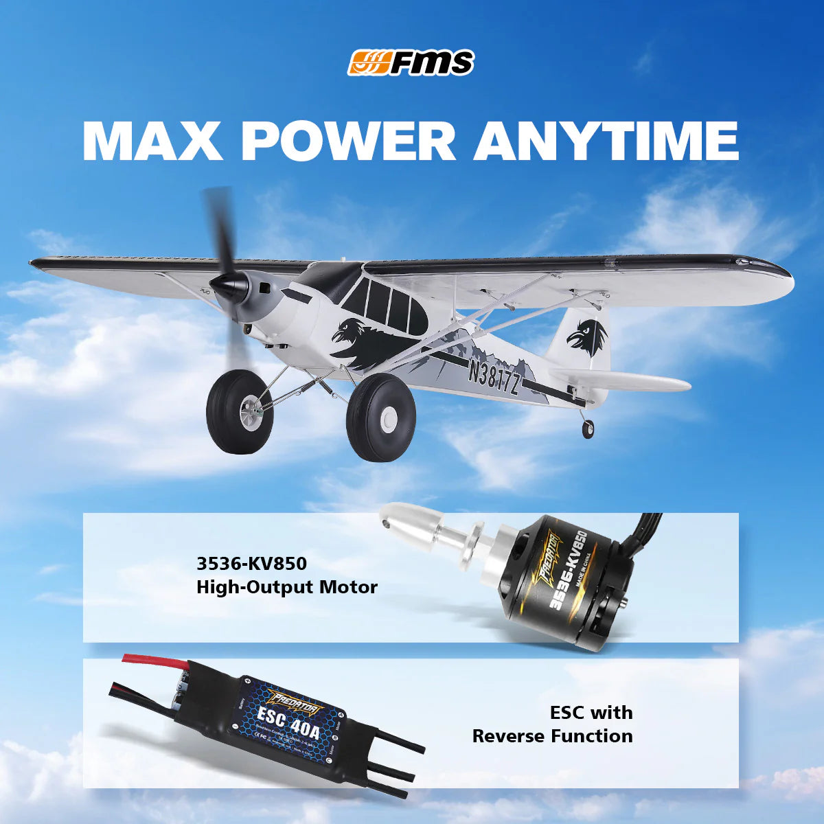 FMS 1300mm PA-18 Super Cub with Reflex V3, RTF