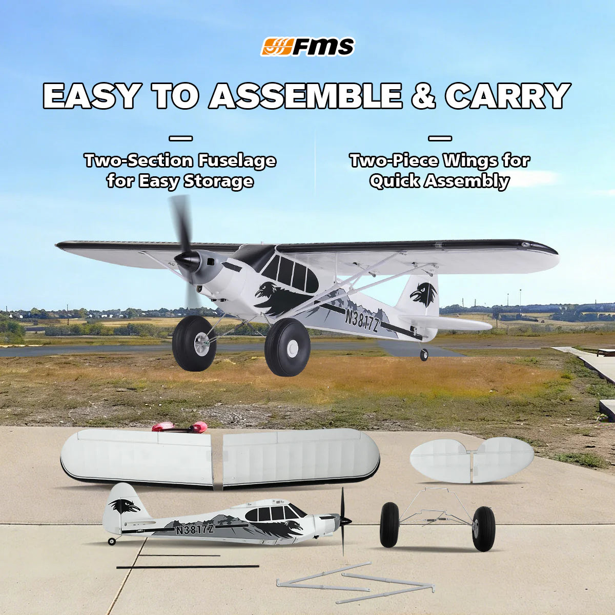 FMS 1300mm PA-18 Super Cub with Reflex V3, RTF